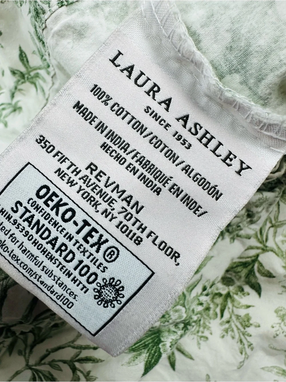 Laura Ashley Cottagecore Green Floral Standard Pillow Sham Cotton